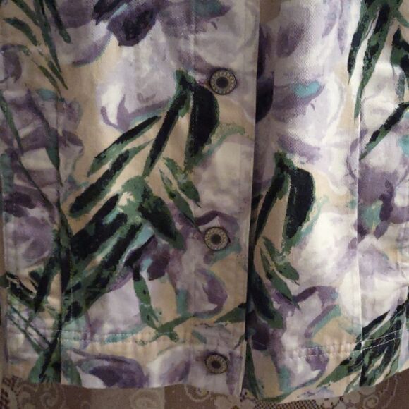 JM Collection‎ Size 14 Floral Tropical Purple Aqua Yellow White Cotton Jacket - Picture 4 of 9